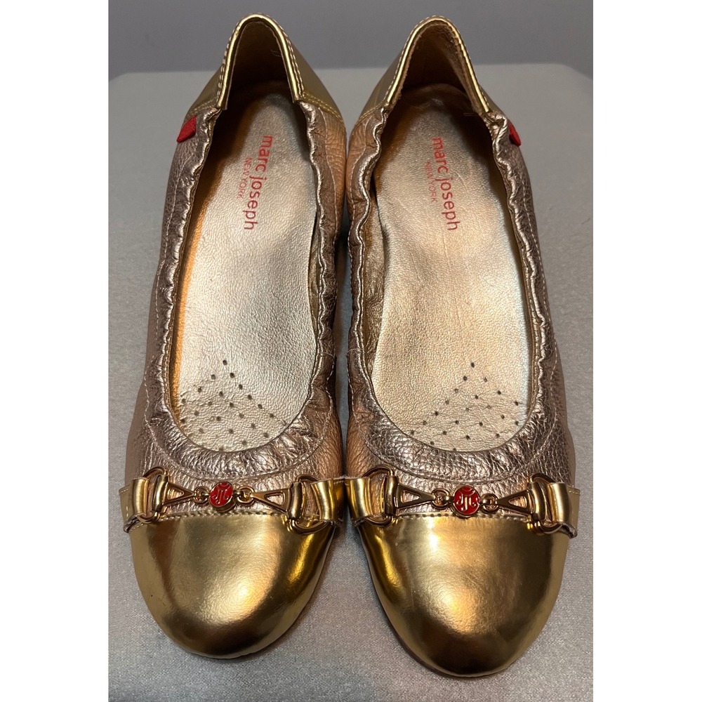 Marc Joseph New York Gold Metallic Leather Cap Toe Ballet Flats 
Women Size 7